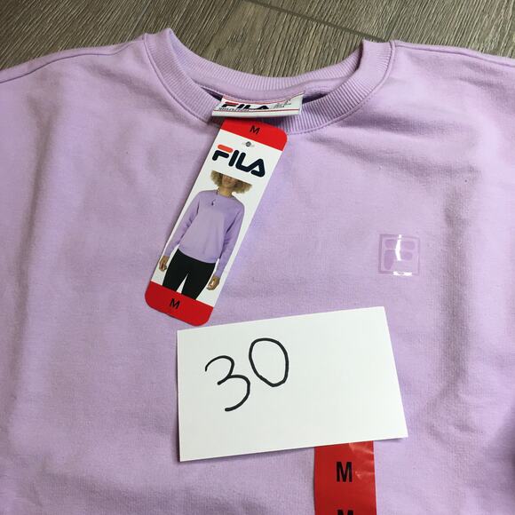 NWT FILA Womens Crewneck Pullover Sweatshirt Long Sleeve Plain Lavender Medium - Picture 5 of 6